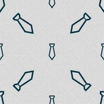 Tie icon sign. Seamless pattern with geometric texture. Vector Stock Illustration