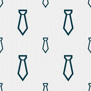 Tie icon sign. Seamless pattern with geometric texture. Ilustración de archivo
