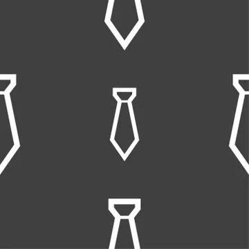Tie icon sign. Seamless pattern on a gray background. Illustrazione stock