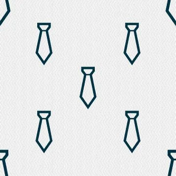 Tie icon sign. Seamless pattern with geometric texture. Illustrazione stock