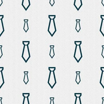 Tie icon sign. Seamless pattern with geometric texture. Ilustración de archivo