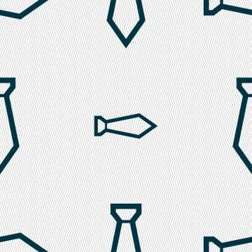 Tie icon sign. Seamless pattern with geometric texture. Illustrazione stock