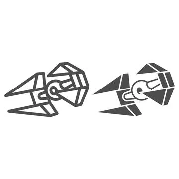 TIE IN Interceptor line and solid icon, star wars concept, TIE fighter vector Stock Illustration