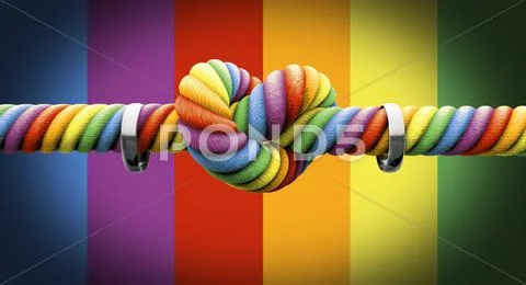 Tie the knot with rings gay marriage Stock Illustration