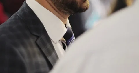 Tie on the neck of businessman. Stock Footage 83091902