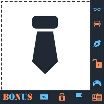 Tie, Necktie icon flat Stock Illustration