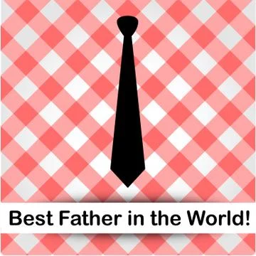 Tie on a red gingham pattern background- graphic for fathers day  Illustrazione stock