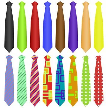 Tie, a set of ties. Illustrazione stock