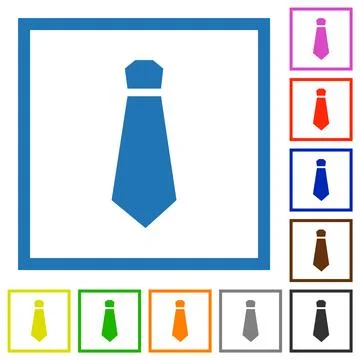 Tie solid flat framed icons Illustrazione stock