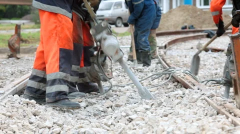 Tie tamping Stock Footage 1018959