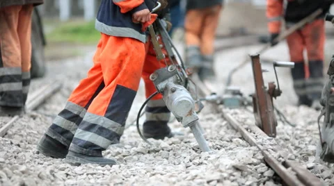 Tie tamping Stock Footage 1019054