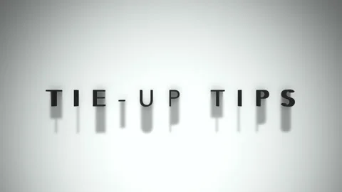 Tie up tips opening title matte black writing overlaid a white base layer Stock Footage 301837762