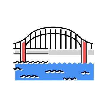 Tied arch bridge color icon vector illustration Stock Illustration