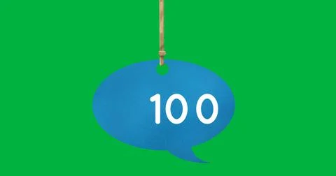 Tied blue speech bubble with numbers 4k Stock Illustration
