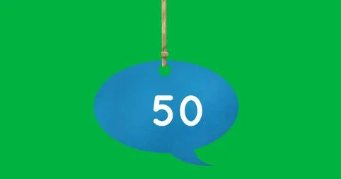 Tied blue speech bubble with numbers 4k 스톡 일러스트