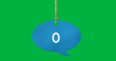 Tied blue speech bubble with numbers 4k 스톡 일러스트