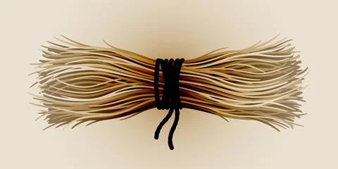 Tied Bundle of Brown Sticks on Beige Background Stock Illustration