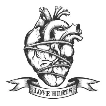 Tied Human Heart Stock Illustration