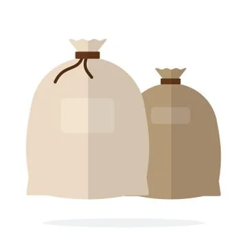 Tied linen sacks flat isolated Stock Illustration