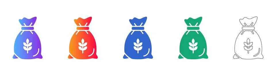 Tied Sack Icon Set Stock Illustration