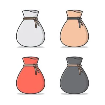 Tied Sack Vector Icon Illustration. Sack Flat Icon. Bag Icon Stock Illustration