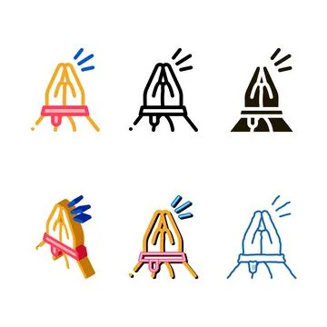 Tied variety hands asking for help icon vector outline Stock Illustration