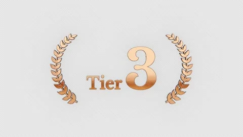 A Tier 3 text with a laurel wreath decoration and numbers that appear Stock-Footage 345106920