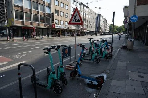 TIER and Dott Shared E-Scooters in Cologne, Germany Stock Photos