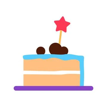 Tiered cake slice with candy isolated on white Stock Illustration