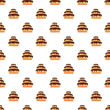 Tiered chocolate cake pattern on white background Stock Illustration