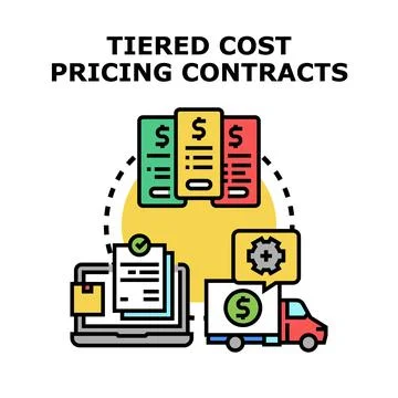 Tiered cost pricing contracts creating value and delivery Stock Illustration
