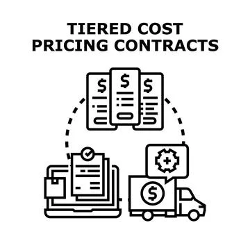 Tiered cost pricing contracts creating value and delivery Stock Illustration