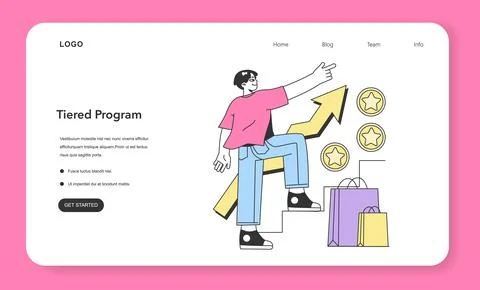 Tiered loyalty program web banner or landing page. Commercial program イラスト素材