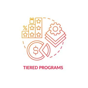 Tiered programs red gradient concept icon Stock Illustration