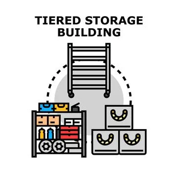 Tiered storage building concept vector illustration Ilustración de archivo