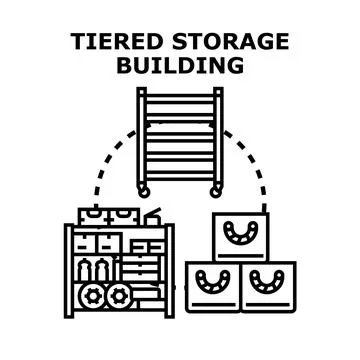 Tiered storage building concept vector illustration Ilustración de archivo