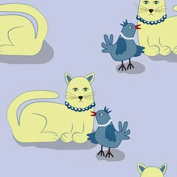Tierfreunde seamless pattern with cat and bird Copyright: xZoonar.com/ange... Stock Photos