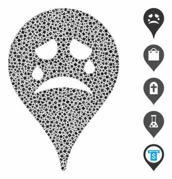 Tiers smiley map marker Composition Icon of Raggy Elements Stock Illustration