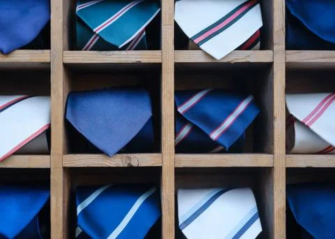 Ties In A Store Window Stock-Fotos