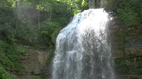 Tiffany Falls with mist Stock Footage 506076