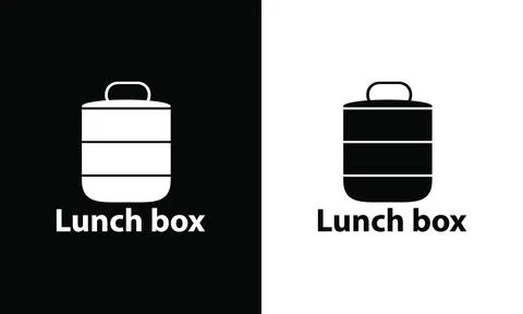 Tiffin box vector Logo design set black color, lunch box, Stock Illustration