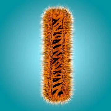 Tiger 3D rendering hebrew alphabet and number of funny fur font isolated on blue Stock Illustration