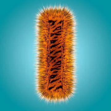 Tiger 3D rendering hebrew alphabet and number of funny fur font isolated on blue Stock Illustration