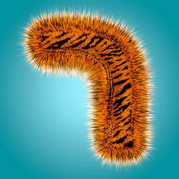Tiger 3D rendering hebrew alphabet and number of funny fur font isolated on blue Stock Illustration