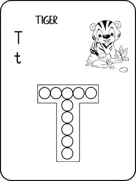 Tiger abc animals dot markers activity Pages Stock Illustration
