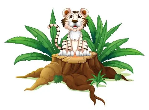 A tiger above a trunk Stock Illustration
