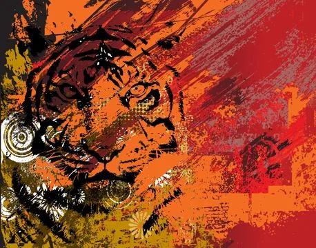 Tiger on abstract background Stock Photos