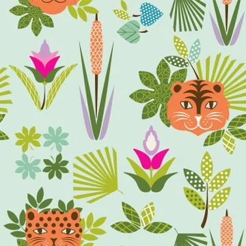 Tiger and leopard pattern geometric style design Stock Illustration