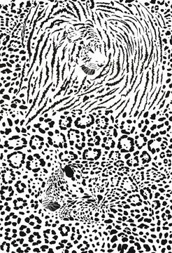 Tiger and leopard seamless background Stock Illustration
