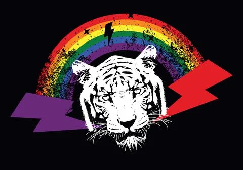 Tiger and rainbow Stock Illustration